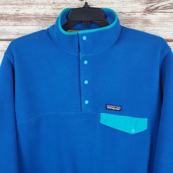 Patagonia Synchilla Mens Medium Blue Fleece Snap-T Lightweight Pullover - Picture 2 of 10